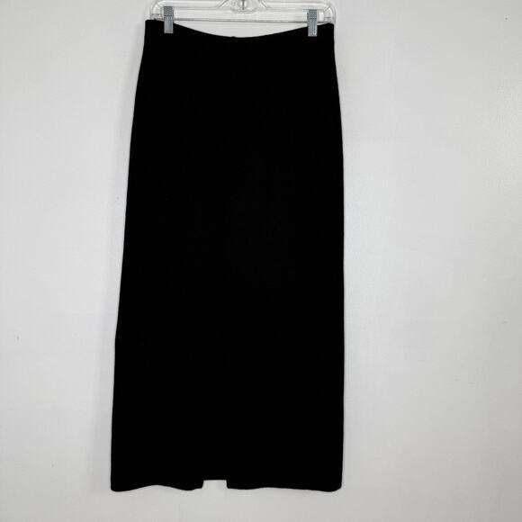 St John Basics Skirt Womens 12 Black Knit Maxi Back Vent Elastic Waist Made USA - Picture 5 of 7